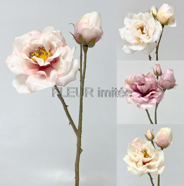Větev růže x2 60cm RealTouch 24/120