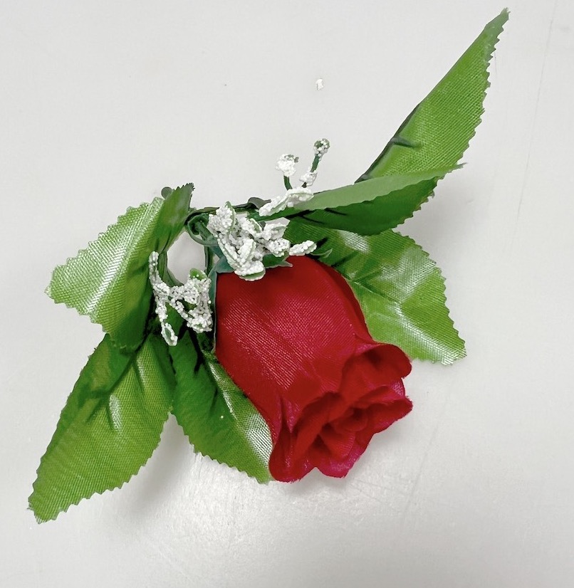 Květ růže poupě s listem 4/6cm