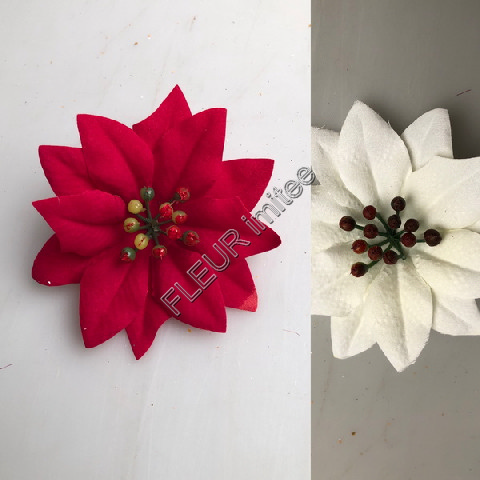 Květ poinsettia velvet 10cm 12/3456